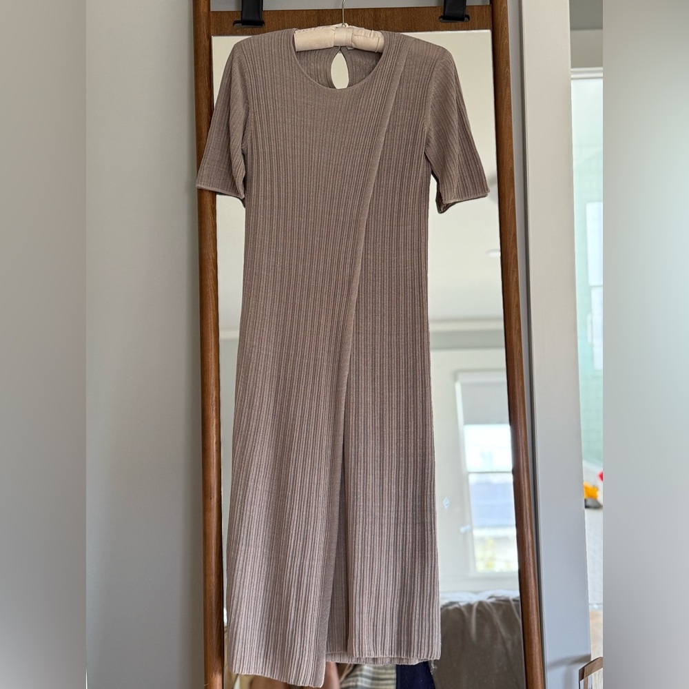 MM Lafleur Ribbed Midi Dress in Beige